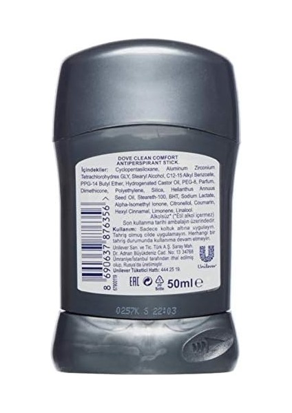 Dove Men Clean Comfort Stick Deodorant 50 ml 1 Paket (1 x 50 Ml) fiyatları