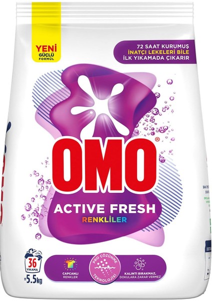 Omo Active Fresh Renkliler Toz Deterjanı 5.5 kg fiyatları