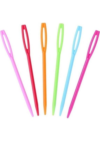 6 Adet Plastik Yün Iğnesi 9cm