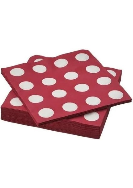 Ikea Slöjstjärt Desenli Peçete, Kırmızı-Beyaz, 33X33 Cm, 30 Adet