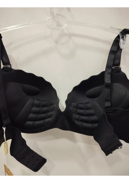 Kadın Push Up Lazer Kesim El Destekli Siyah Sütyen modelleri
