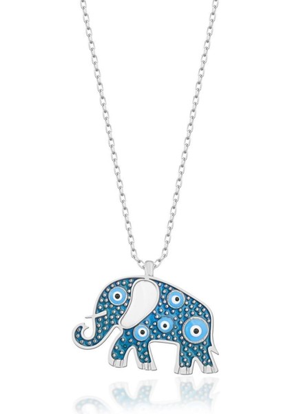 925 Ayar Gümüş Nazarlı Fil Kolye