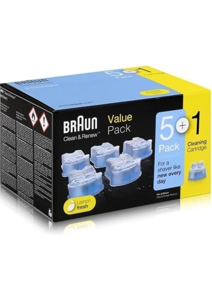 Braun Clean & Renew Elektrikli Tıraş Makinesi Için Yedek Kartuşlar, 5+1'li Paket