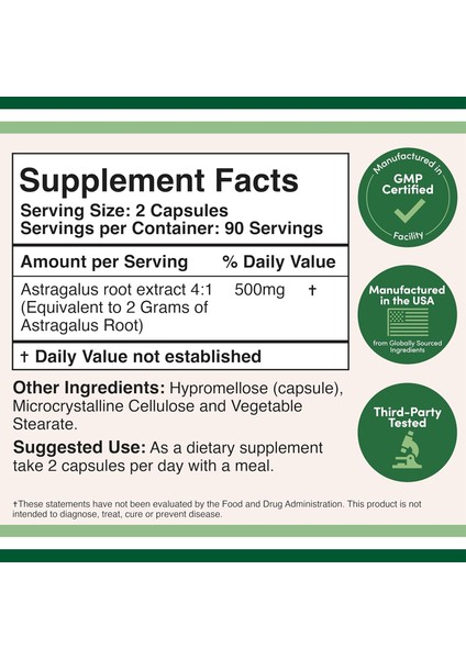 Immune Boosting Astragalus 500MG 180 Caps fiyatları