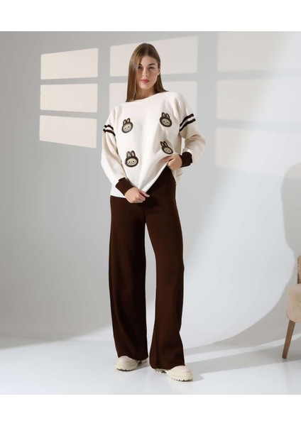 Sevimli Desenli Oversize Triko Takım