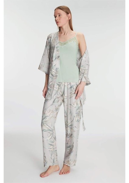 Sabahlık Atlet ve Pantolon Takım Pamuklu Pijama Set