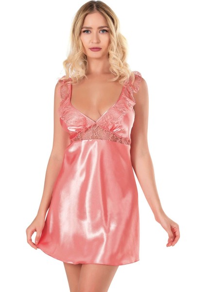 Mercan Kısa Saten Gecelik modelleri