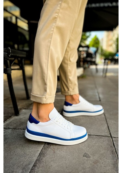 MN979 - Santoni Gbt Spor Erkek Ayakkabı Beyaz/mavı
