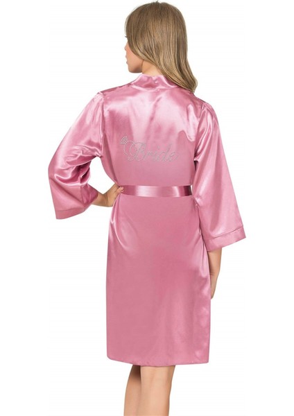 Gül Kurusu Kısa Saten Bride Sabahlık fiyatları