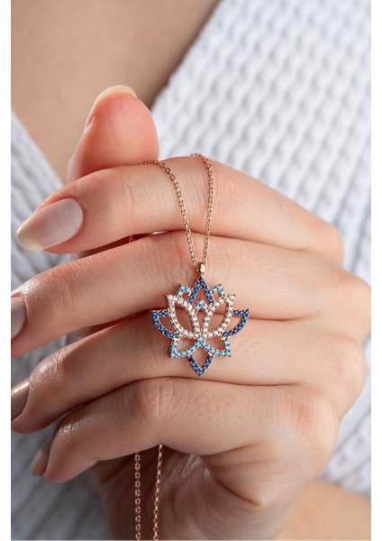 925 Ayar Gümüş Rose Lotus Çiçeği Kolye fiyatları