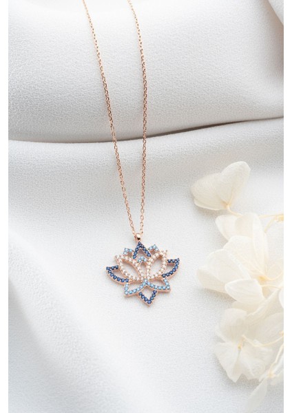 925 Ayar Gümüş Rose Lotus Çiçeği Kolye modelleri