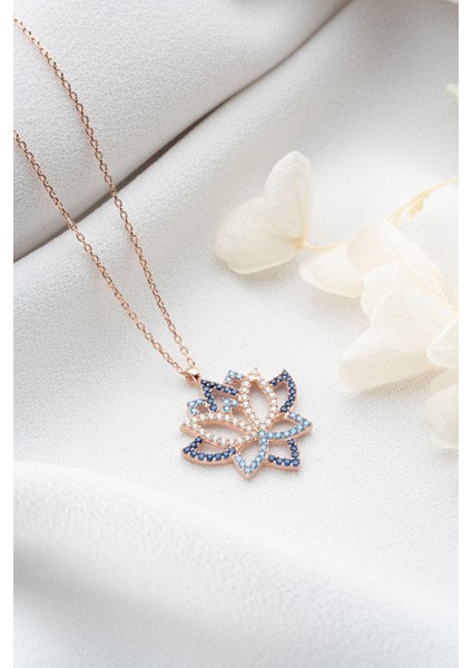 925 Ayar Gümüş Rose Lotus Çiçeği Kolye fırsatları