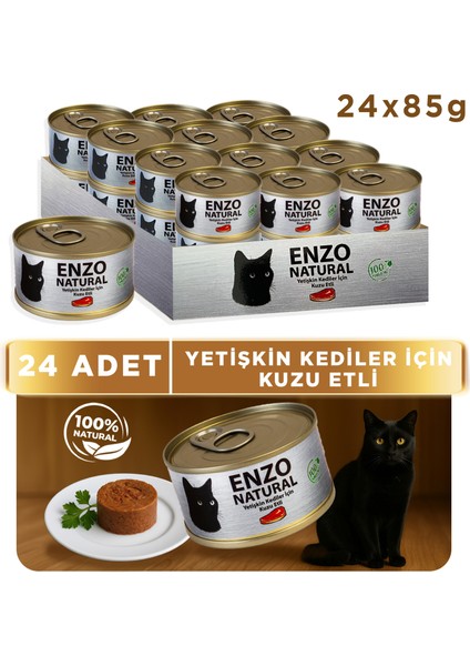 Natural Kuzu Etli Konserve Yaş Kedi Maması 85 GRX24