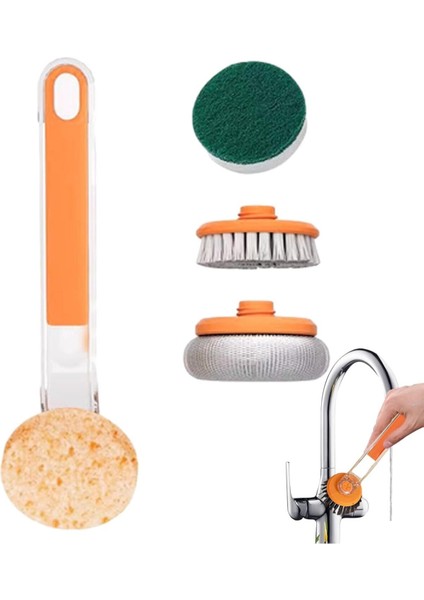 Mutfak Bulaşık Temizlik Seti - Bulaşık Süngeri , Tel , Fırça ve Kazıyıcı Bir Arada