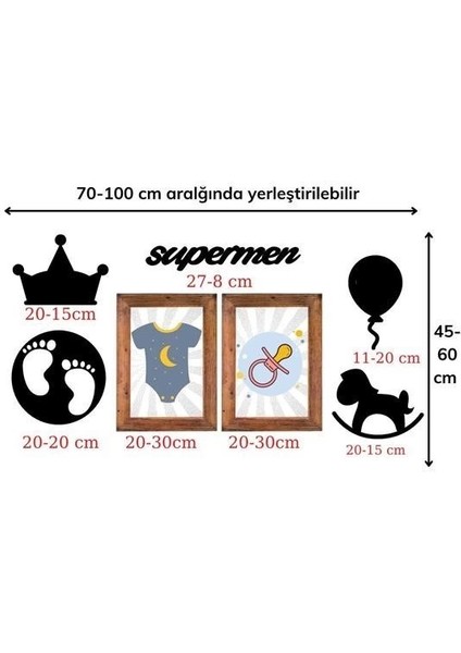 DECO103 Supermen Dekoratif Duvar Süsü Tablo Aksesuar Ahşap Tasarım Hediye Pano Sticker Seti indirimleri