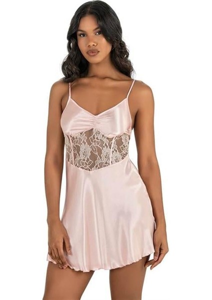 Somon Kısa Saten Gecelik 8239