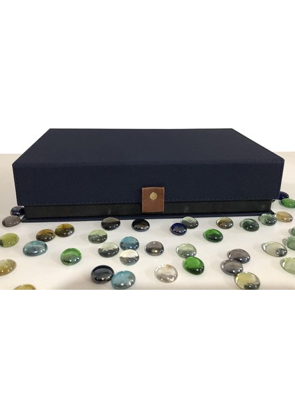 Çok Amaçlı Takı Deri Kaplamalı Kutu Lacivert