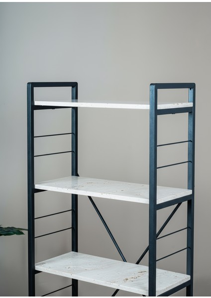 5 Katlı Traverten Ahşap Raflı Metal Kitaplık indirimleri