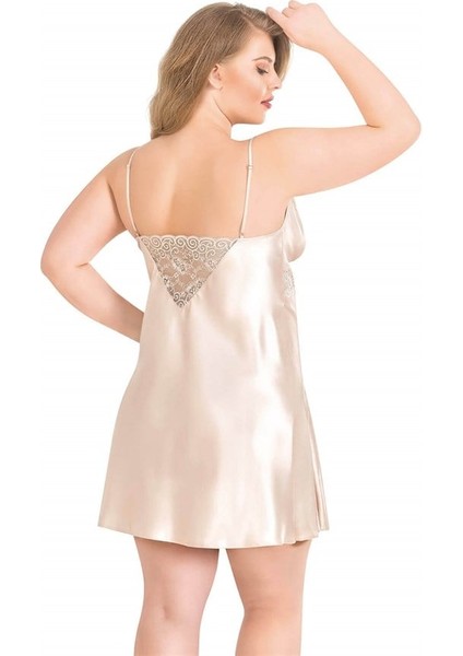 Büyük Beden Fildişi Kısa Saten Gecelik fiyatları