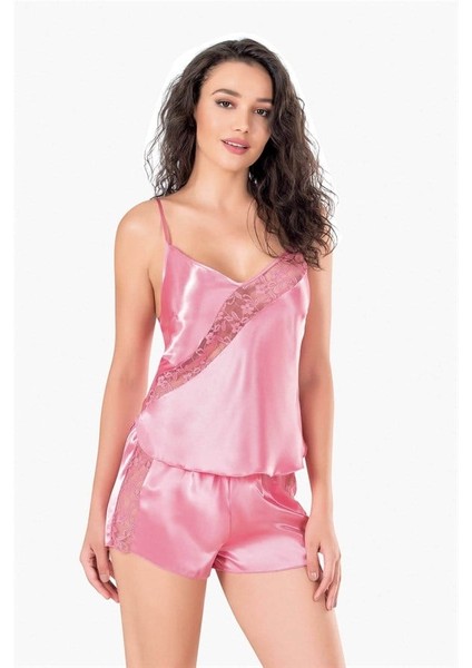 Koyu Pembe Saten Babydoll Şort Takımı fiyatları