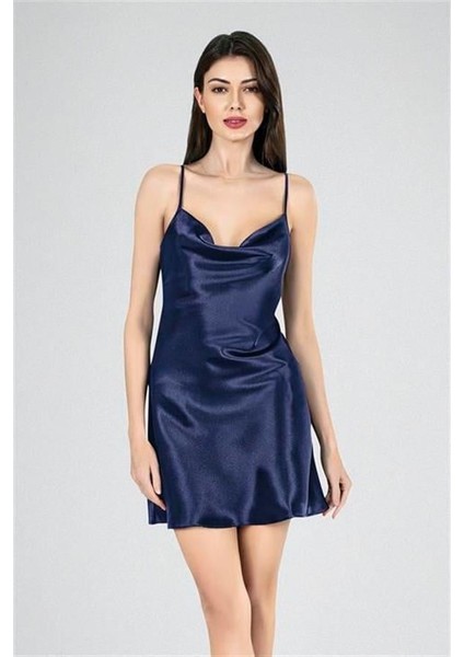Kısa Gecelik Degaje Lacivert 7740