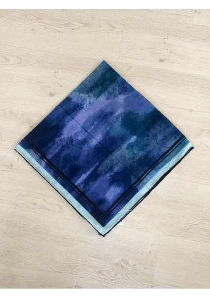 Mavi Eşarp Mavi Desenli Eşarp Kare Eşarp