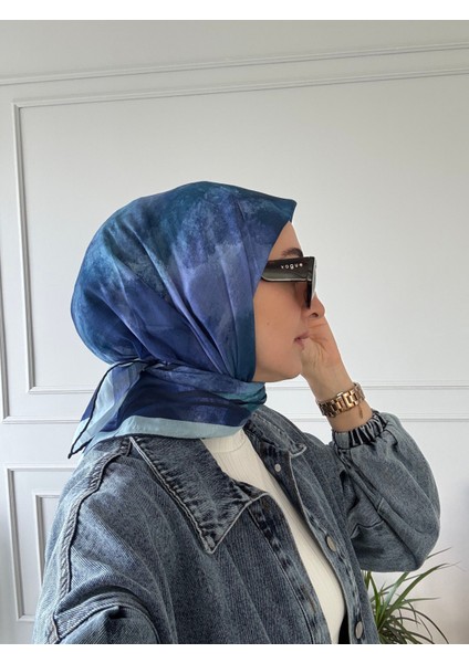 Mavi Eşarp Mavi Desenli Eşarp Kare Eşarp fırsatları