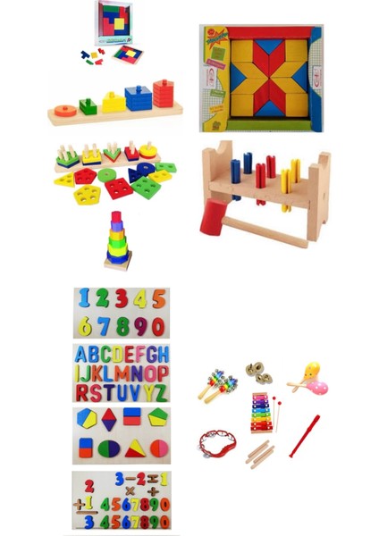 20'li Ahşap Eğitici Kavram Oyuncak Seti Anaokulu Özel Eğitim Montessori Yapboz Materyalleri