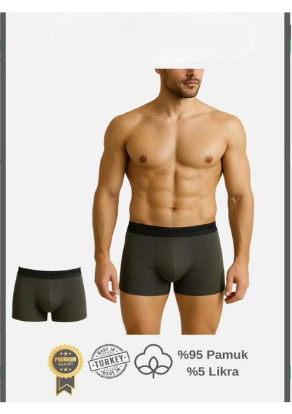 Pamuklu Düz Antrasit Renk Erkek Boxer