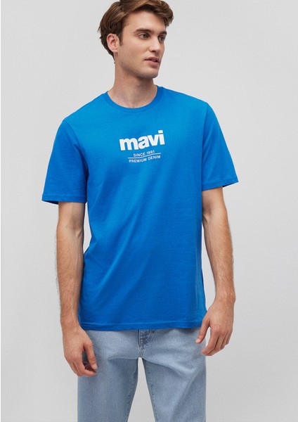 Mavi Logo Baskılı Mavi Tişört 066849-70913