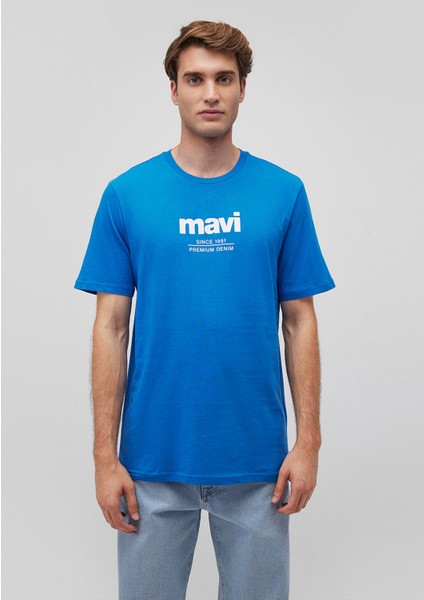 Mavi Logo Baskılı Mavi Tişört 066849-70913