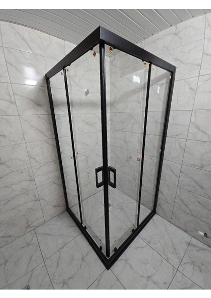 Duşakabin Porto Serisi N-053 Siyah 2 Sabit2 Kayar