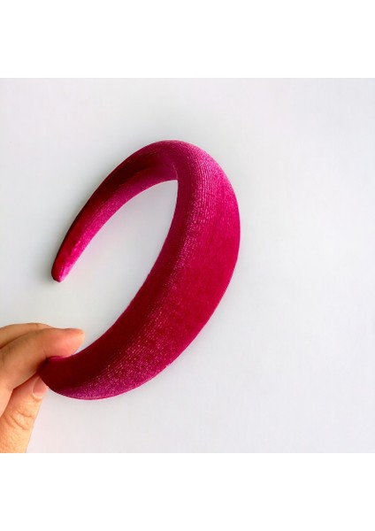 Kadife Kırmızı Renk Az Bombeli Saç Tacı