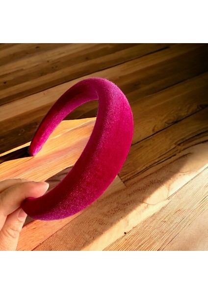 Kadife Kırmızı Renk Az Bombeli Saç Tacı modelleri