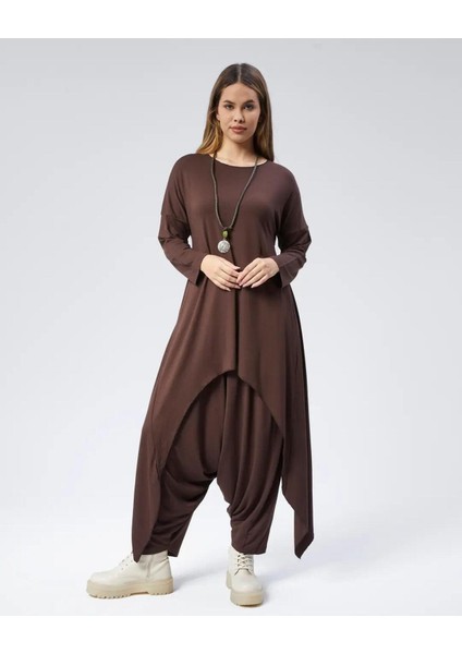 Kahverengi Tunik Elbise - Organik ve Şık Tasarım
