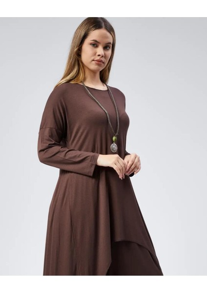 Kahverengi Tunik Elbise - Organik ve Şık Tasarım indirimleri