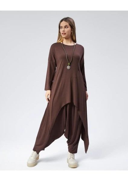 Kahverengi Tunik Elbise - Organik ve Şık Tasarım