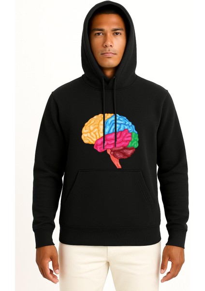 Kapüşonlu Human Brain Anatomy Göğüs Tasarımlı Unisex Sweatshirt