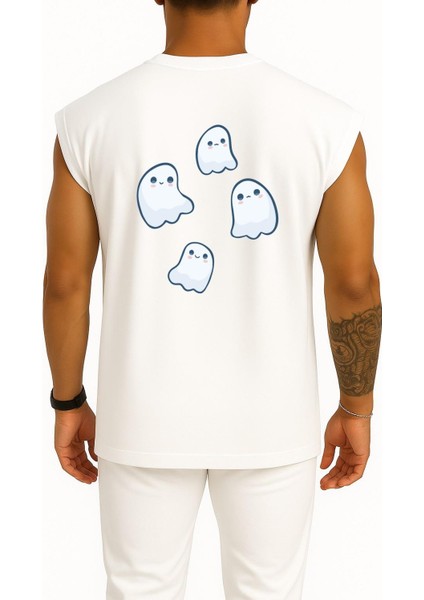 Oversize Ghost, Kawaii, Halloween Göğüs ve Sırt Tasarımlı Atlet fiyatları