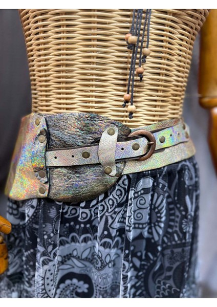 Giselle Deri Kemer | Pastel Efektli Hakiki Deri El Yapımı Bohem Bel Kemer fiyatları