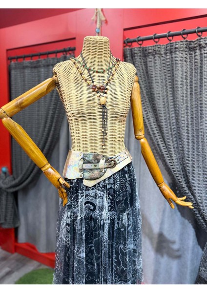 Giselle Deri Kemer | Pastel Efektli Hakiki Deri El Yapımı Bohem Bel Kemer modelleri