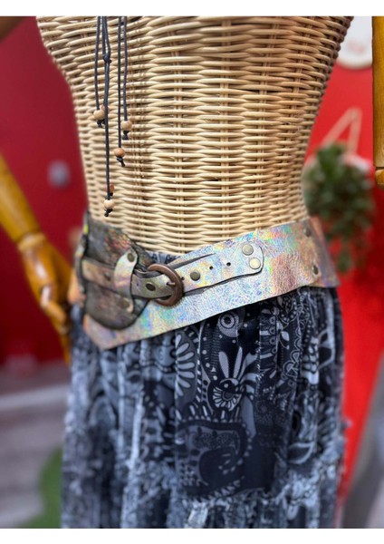 Giselle Deri Kemer | Pastel Efektli Hakiki Deri El Yapımı Bohem Bel Kemer indirimleri