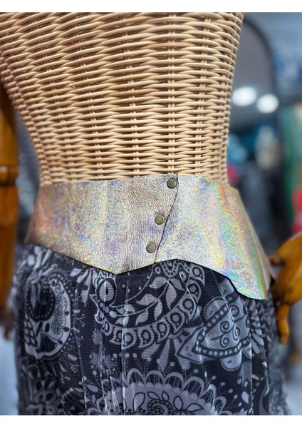 Giselle Deri Kemer | Pastel Efektli Hakiki Deri El Yapımı Bohem Bel Kemer