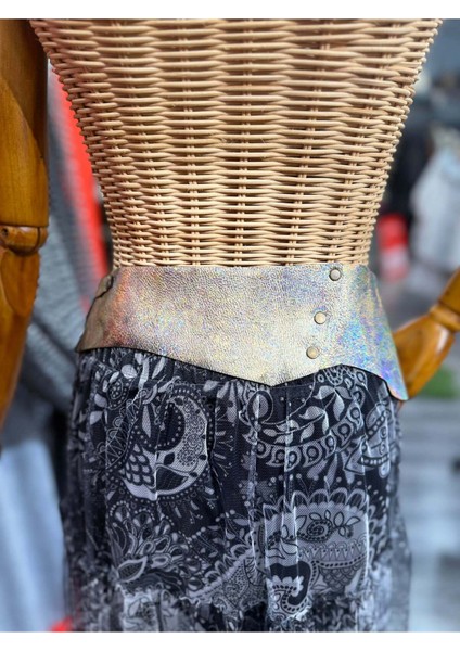 Giselle Deri Kemer | Pastel Efektli Hakiki Deri El Yapımı Bohem Bel Kemer