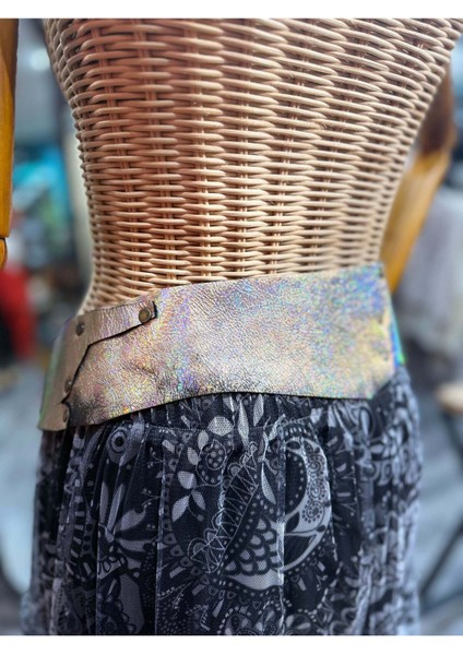 Giselle Deri Kemer | Pastel Efektli Hakiki Deri El Yapımı Bohem Bel Kemer