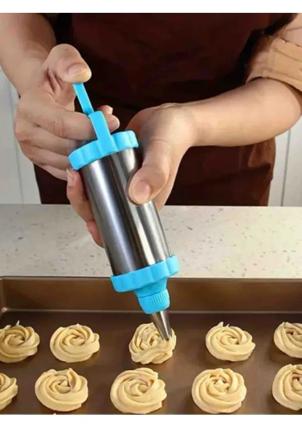 Krema Sıkma Pompası Paslanmaz Çelik – 3 Uçlu, 20 Cm, Parti ve Pasta Dekorları Için Profesyonel Yardımcı 722261 fırsatları