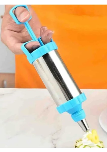 Krema Sıkma Pompası Paslanmaz Çelik – 3 Uçlu, 20 Cm, Parti ve Pasta Dekorları Için Profesyonel Yardımcı 722261 indirimleri