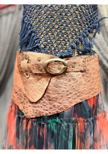 Seraphina Deri Kemer | Dokulu Hakiki Deri El Yapımı Bohem Bel Kemer modelleri