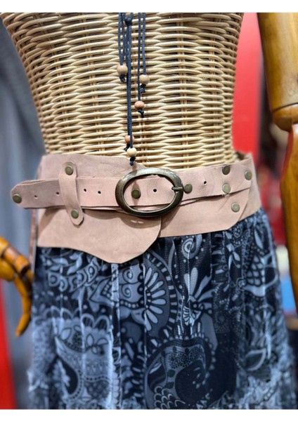 Isolde Deri Kemer | Kum Bej Hakiki Deri El Yapımı Bohem Bel Kemer modelleri