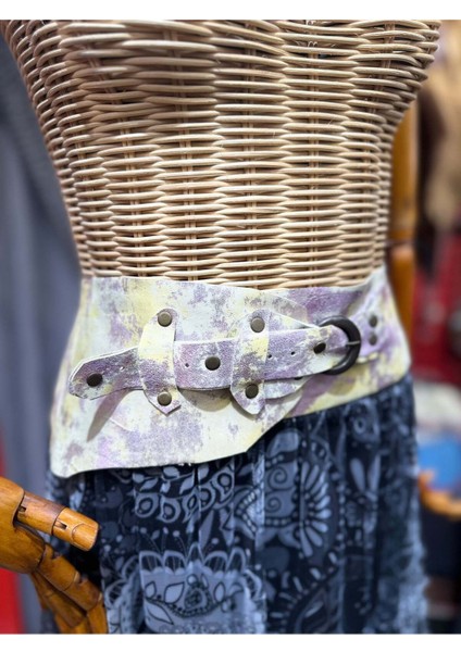 Phobos Deri Kemer | Pastel Desenli Hakiki Deri El Yapımı Bel Kemer modelleri